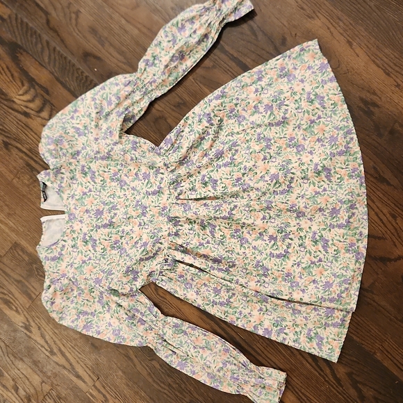 Floral Puff Sleeve Spring Dress - Picture 1 of 6